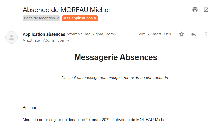 Exemple mail envoyé